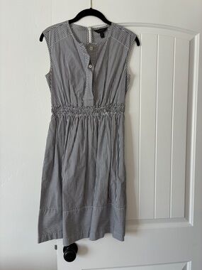 J. Crew Black and White Striped Button-Front Top